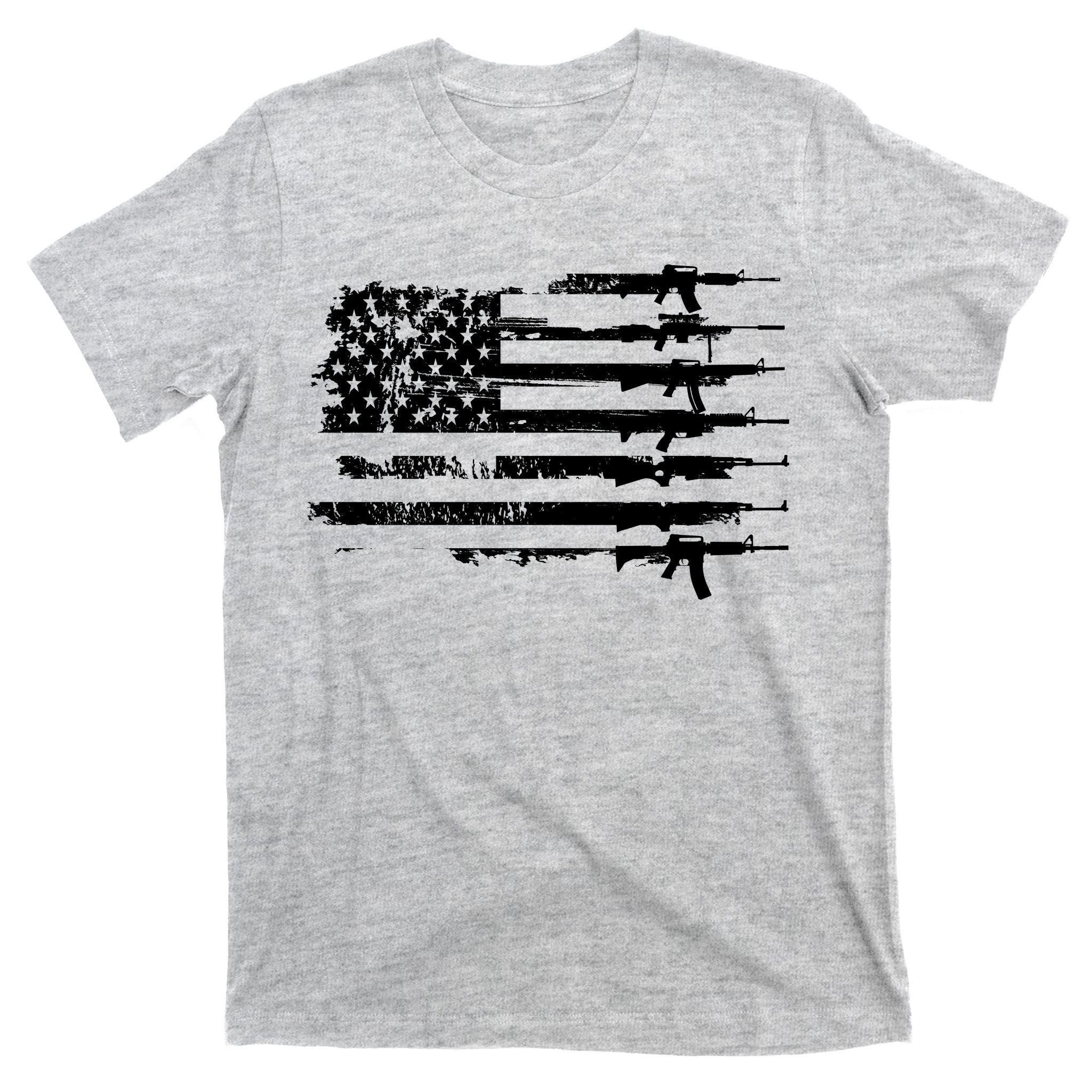 Distressed Gun Riffle US Flag T-Shirt