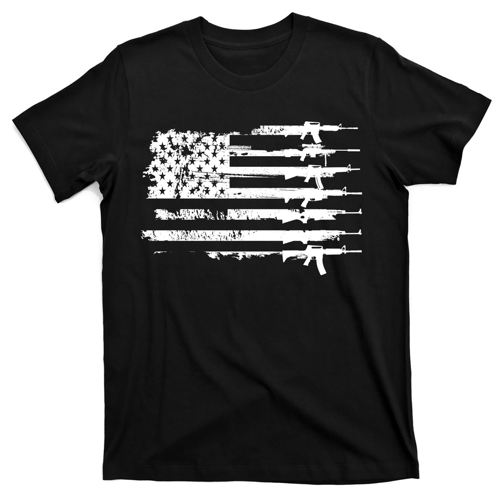 Distressed Gun Riffle US Flag T-Shirt