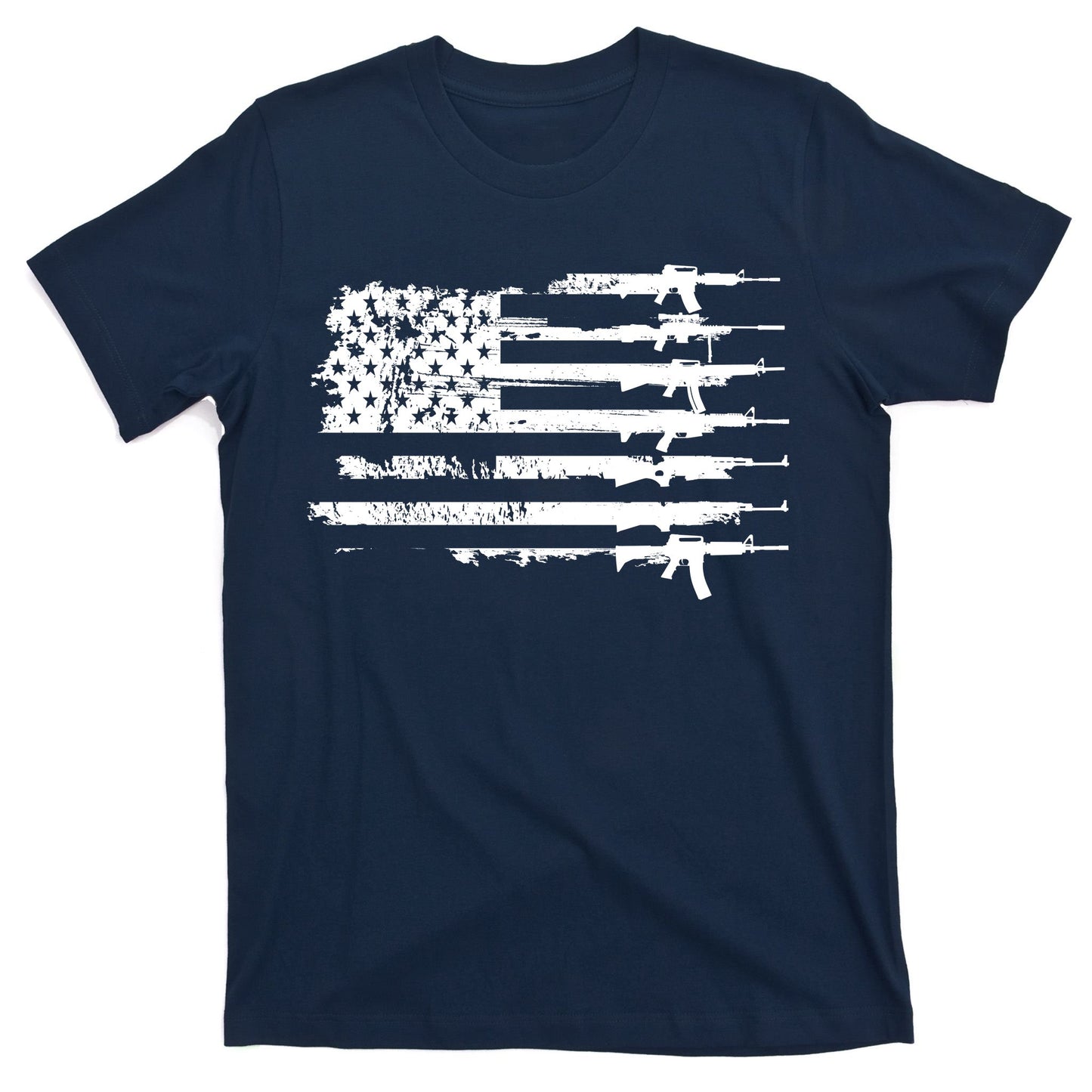 Distressed Gun Riffle US Flag T-Shirt