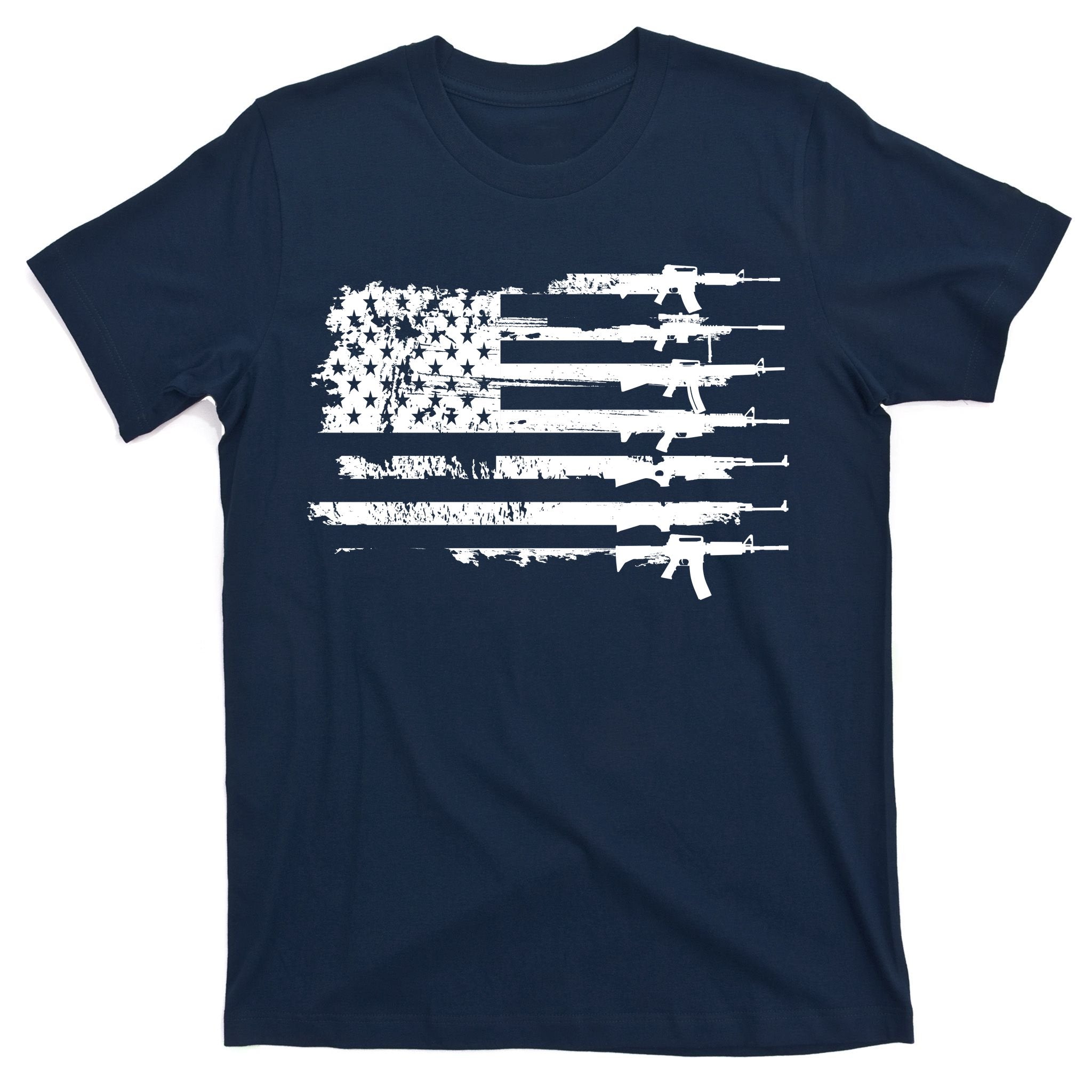 Distressed Gun Riffle US Flag T-Shirt