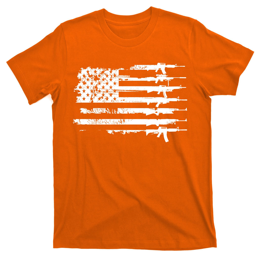 Distressed Gun Riffle US Flag T-Shirt