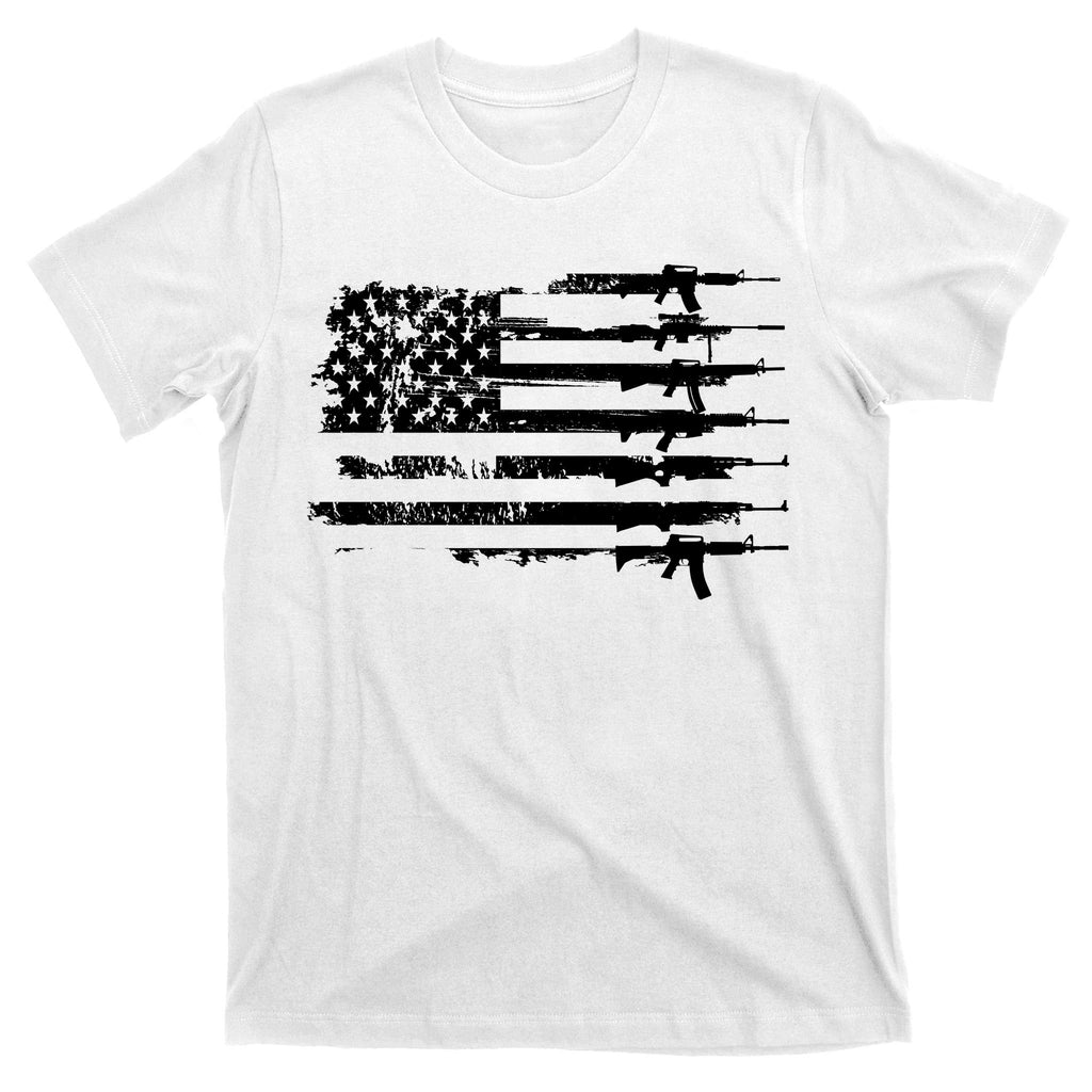 Distressed Gun Riffle US Flag T-Shirt