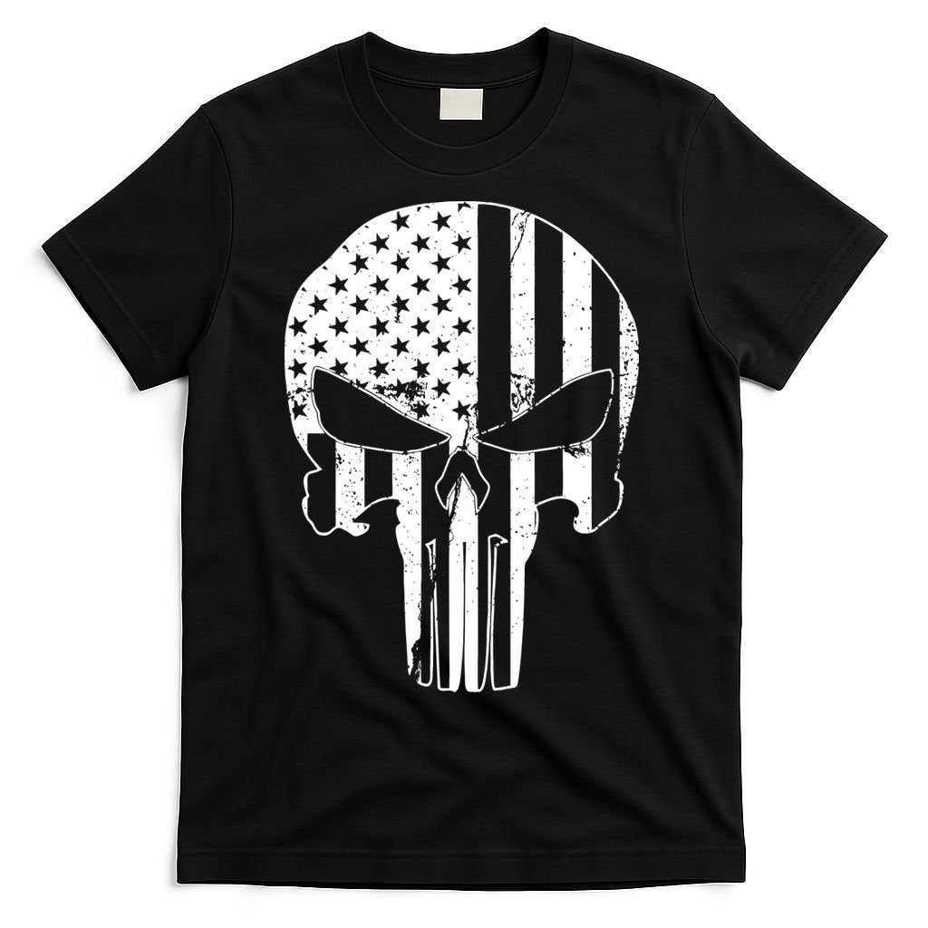 Distressed USA American Skull T-Shirt