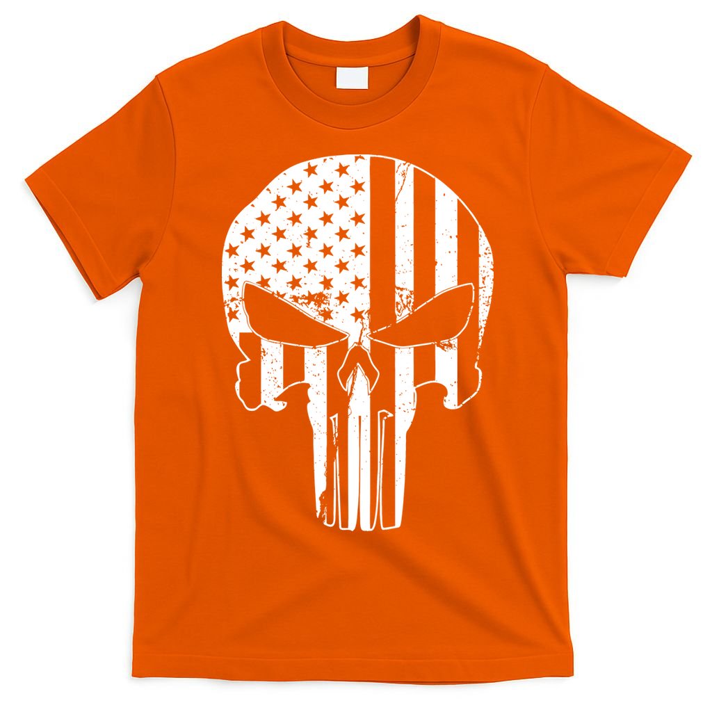 Distressed USA American Skull T-Shirt