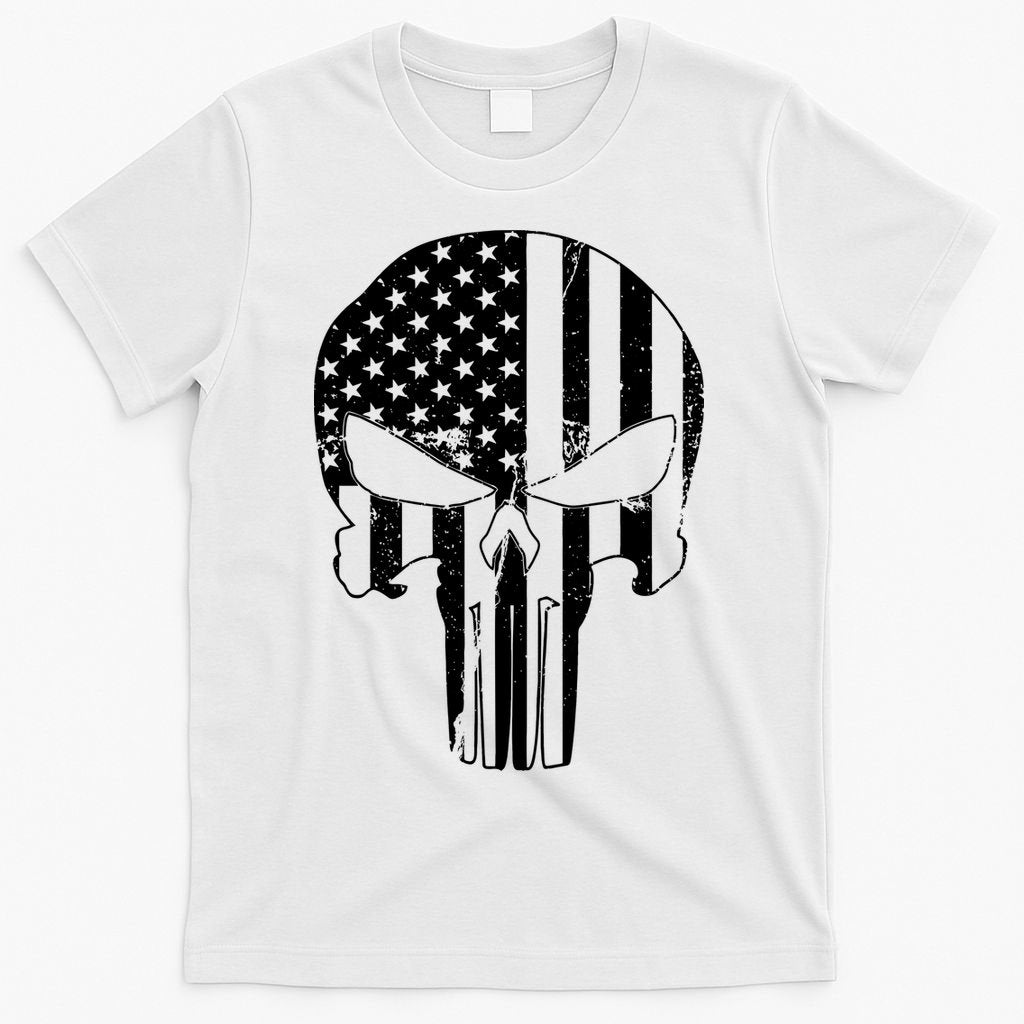 Distressed USA American Skull T-Shirt