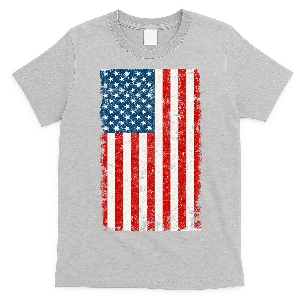 Distressed Worn USA American Flag T-Shirt