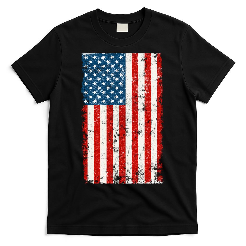 Distressed Worn USA American Flag T-Shirt