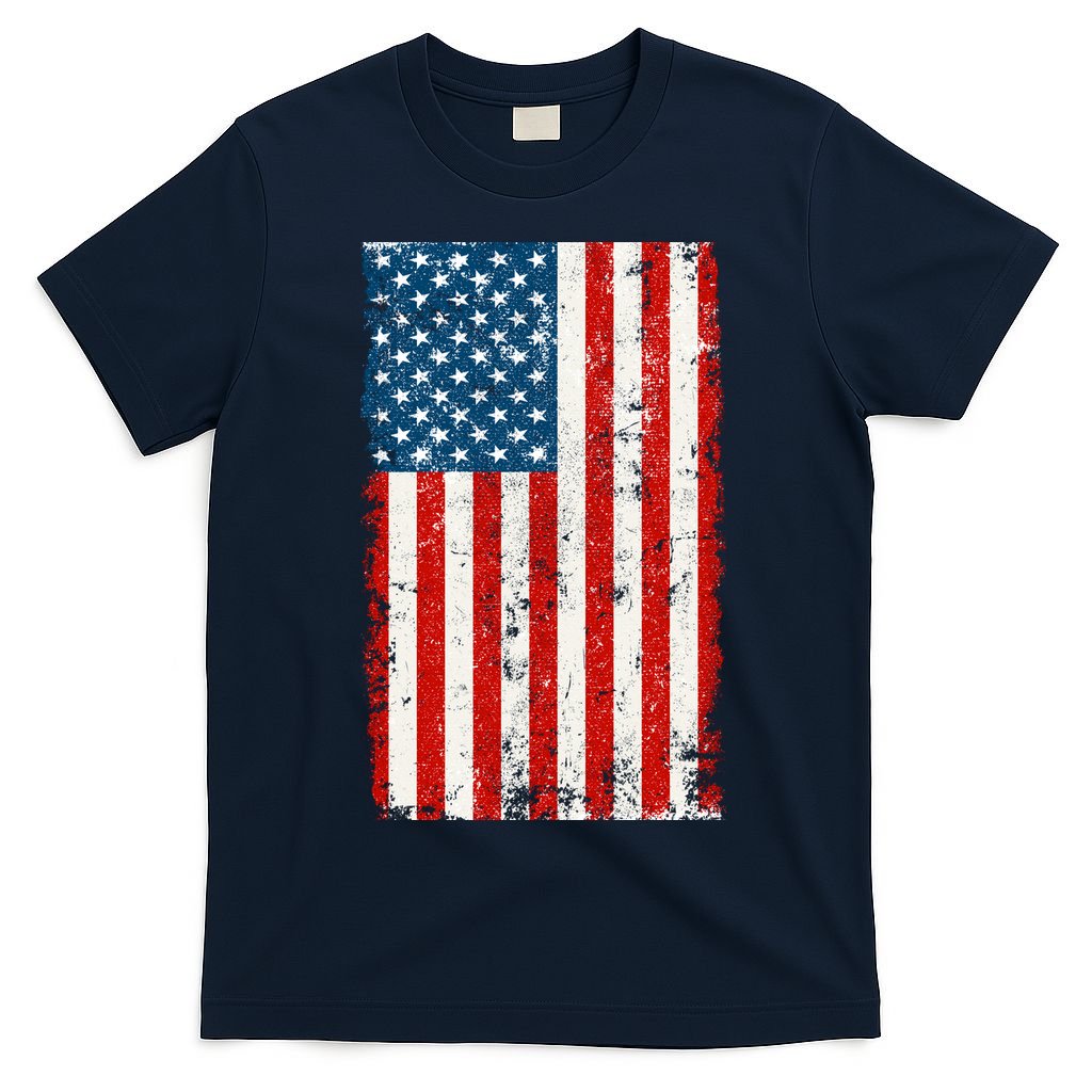 Distressed Worn USA American Flag T-Shirt