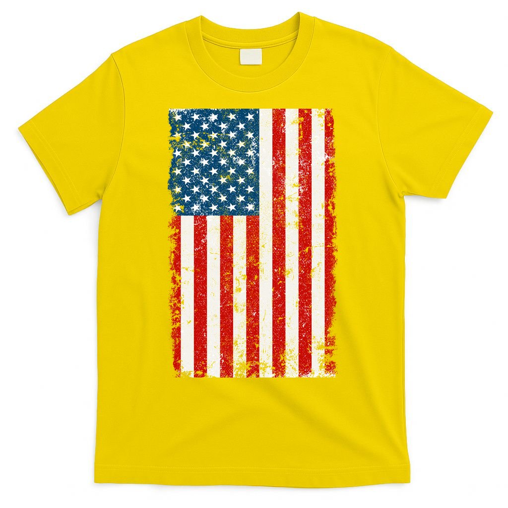 Distressed Worn USA American Flag T-Shirt