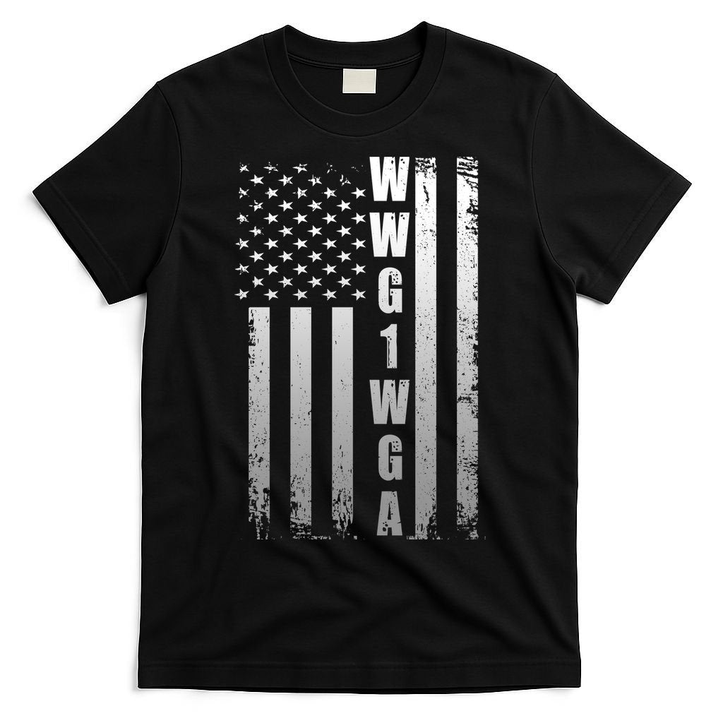 Distressed WWG1WGA US American Flag T-Shirt