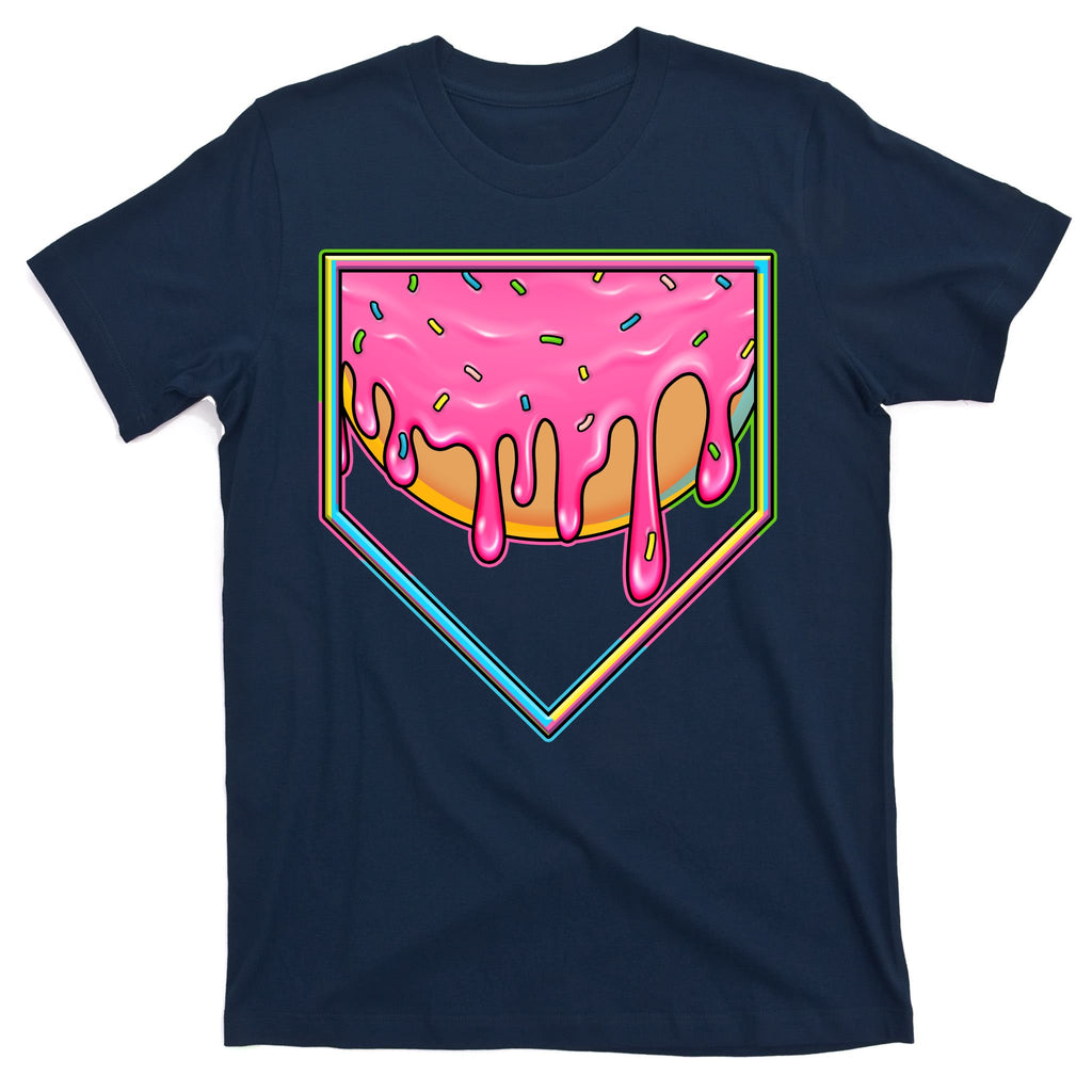 Dripping Pink Frosting Donut Baseball Diamond Home Plate T-Shirt