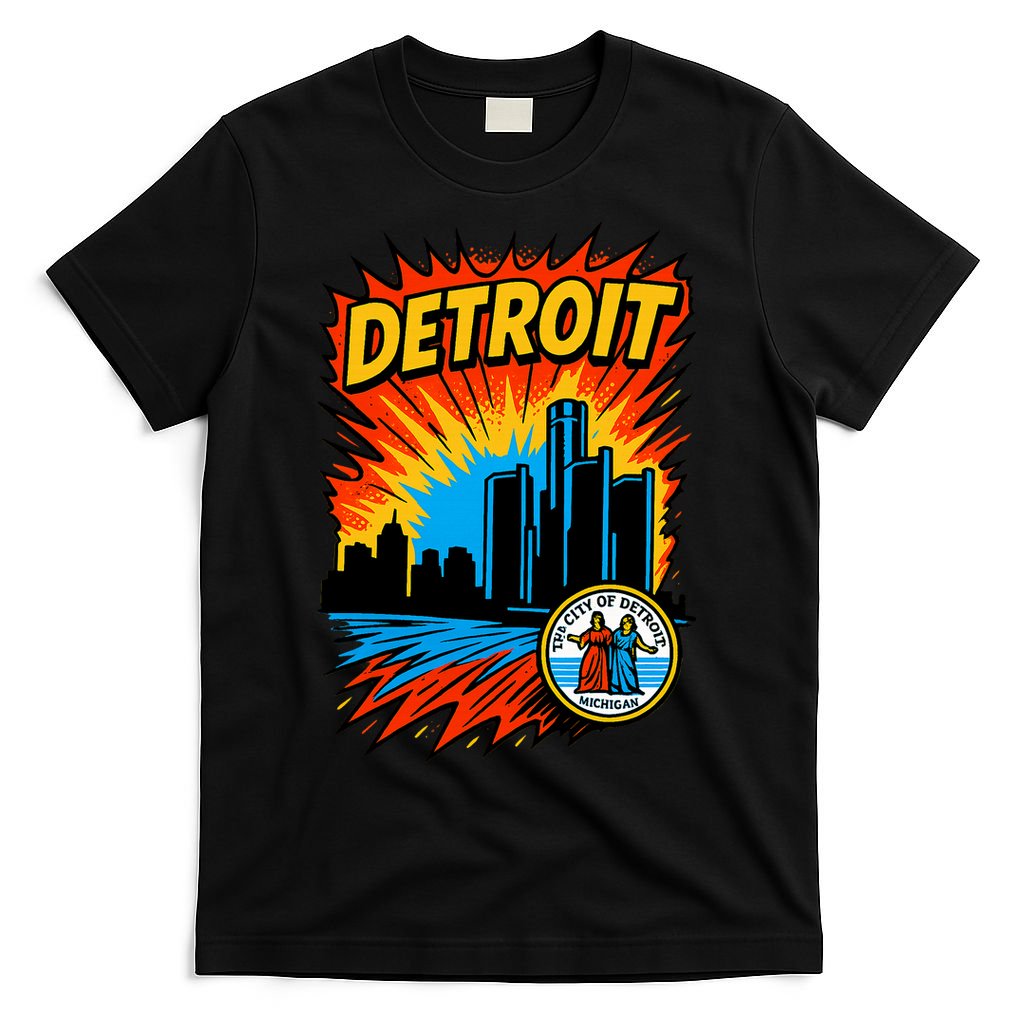 Detroit Retro Comic Style T-Shirt