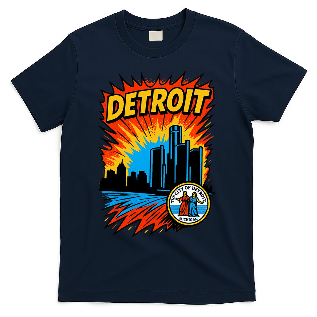 Detroit Retro Comic Style T-Shirt