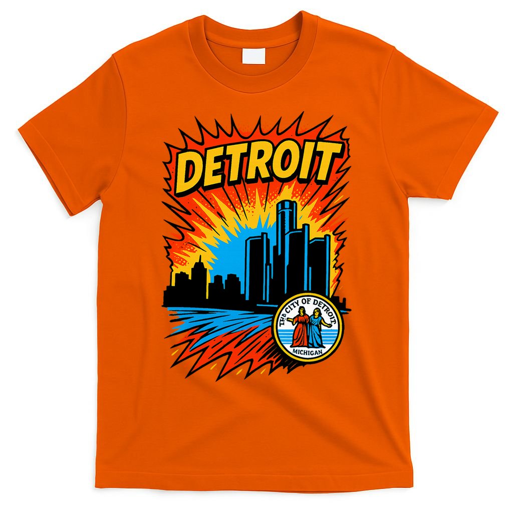 Detroit Retro Comic Style T-Shirt