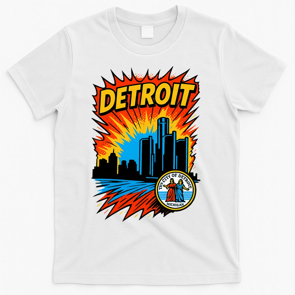 Detroit Retro Comic Style T-Shirt