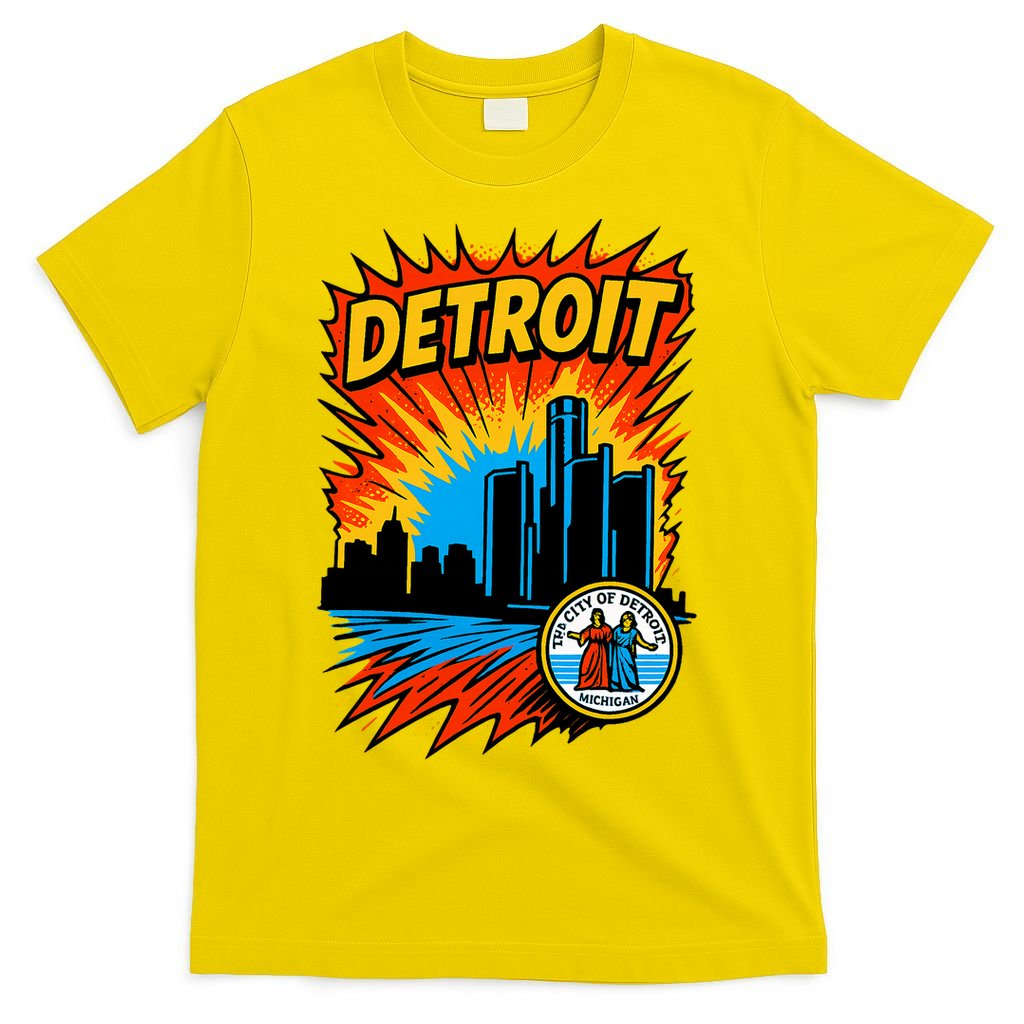 Detroit Retro Comic Style T-Shirt