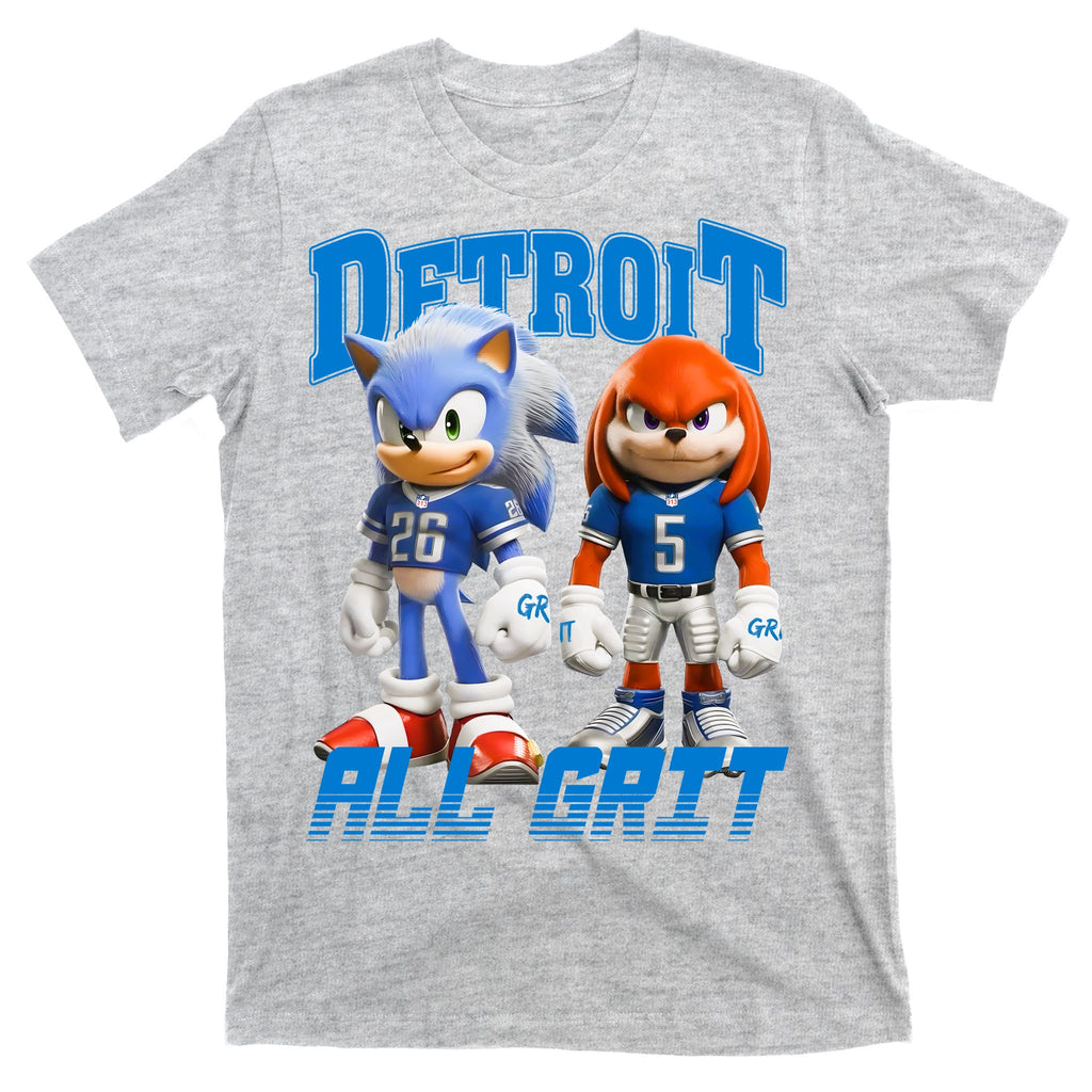 Detroit Sonic And Knuckles All Grit Football T-Shirt