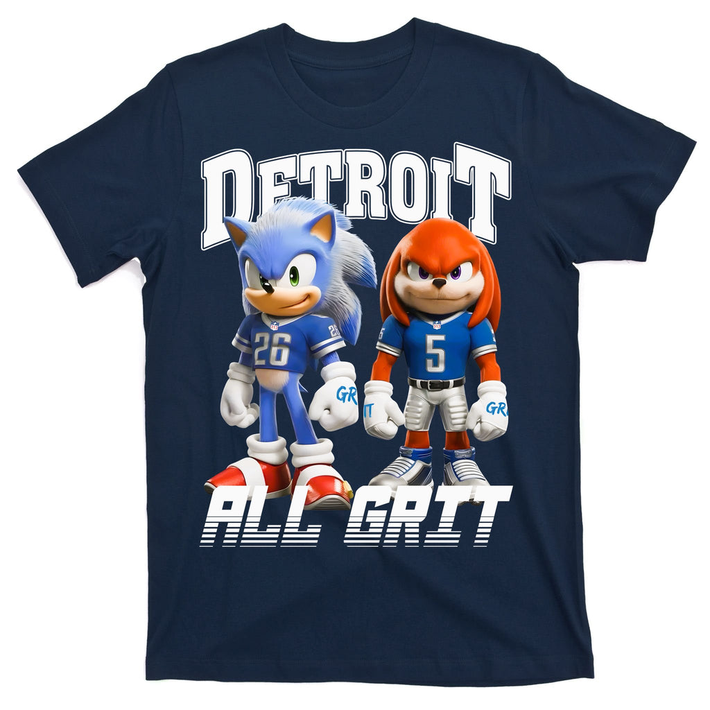 Detroit Sonic And Knuckles All Grit Football T-Shirt