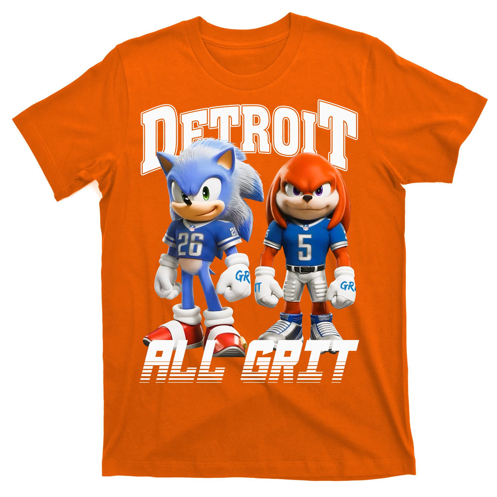 Detroit Sonic And Knuckles All Grit Football T-Shirt