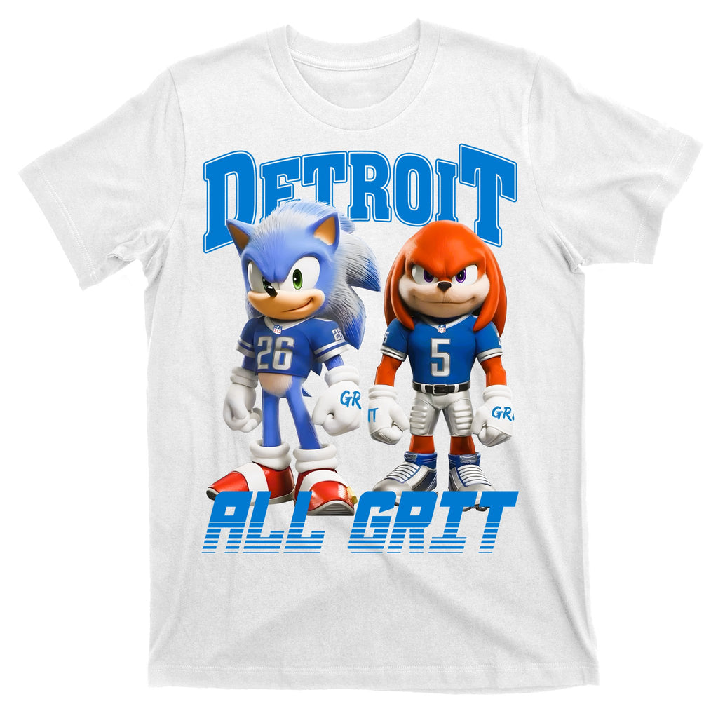 Detroit Sonic And Knuckles All Grit Football T-Shirt