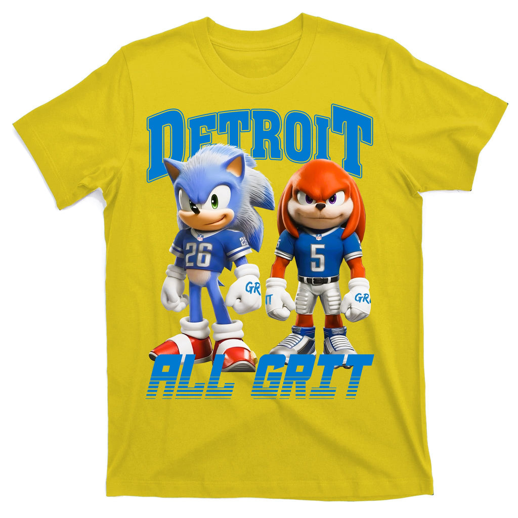 Detroit Sonic And Knuckles All Grit Football T-Shirt