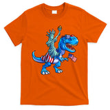 Dino Statue Of Liberty 4th Of July American Flag T-Shirt