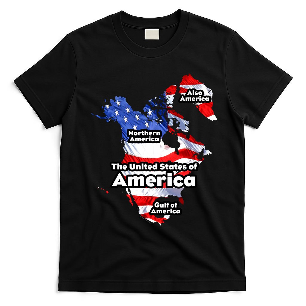 Donald Trump American Flag Canada Greenland Gulf Map T-Shirt