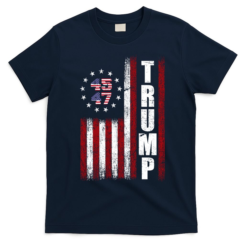 Donald Trump Merchandise 45 47 American Flag T-Shirt