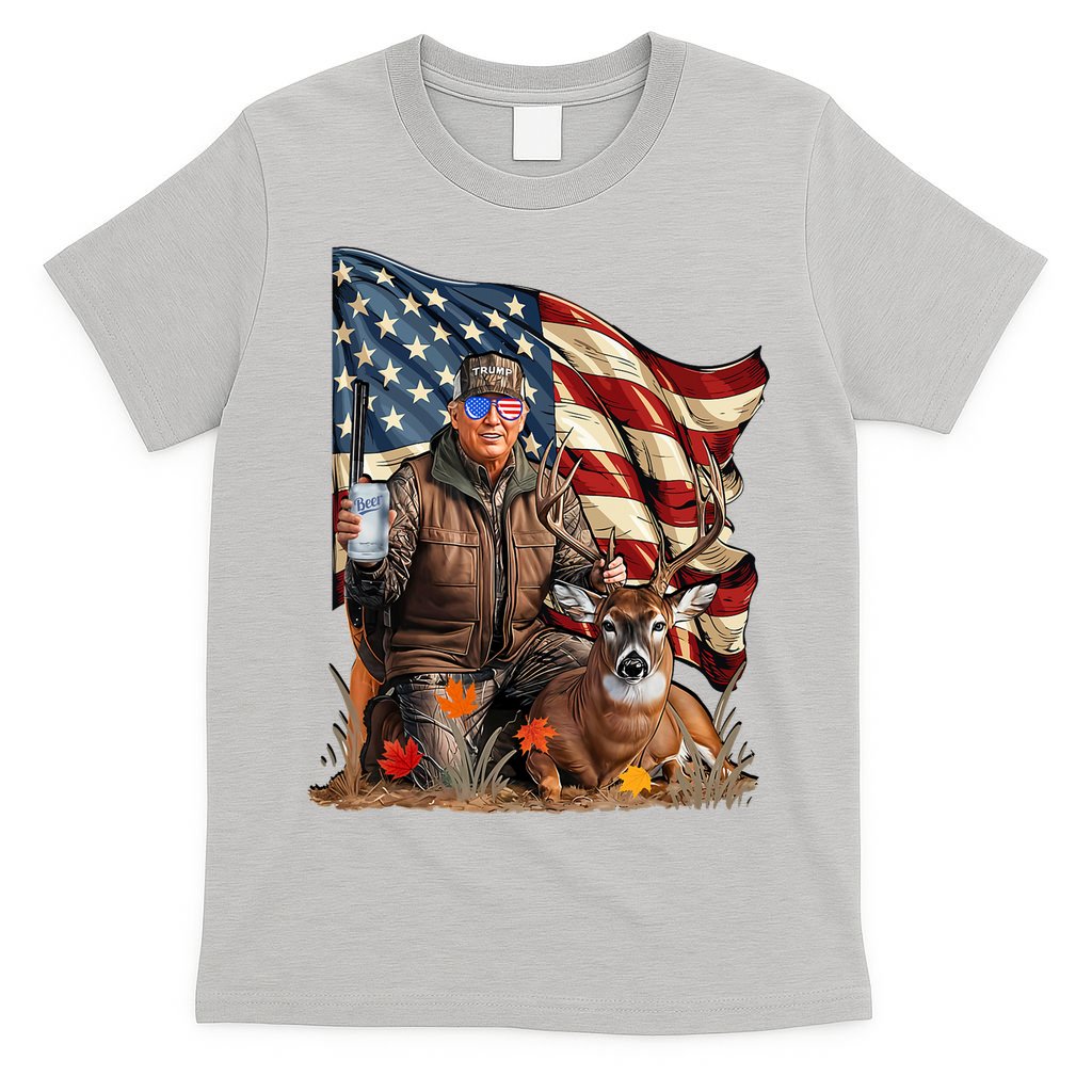 Donald Trump Maga Deer Hunting Parotic American Flag T-Shirt