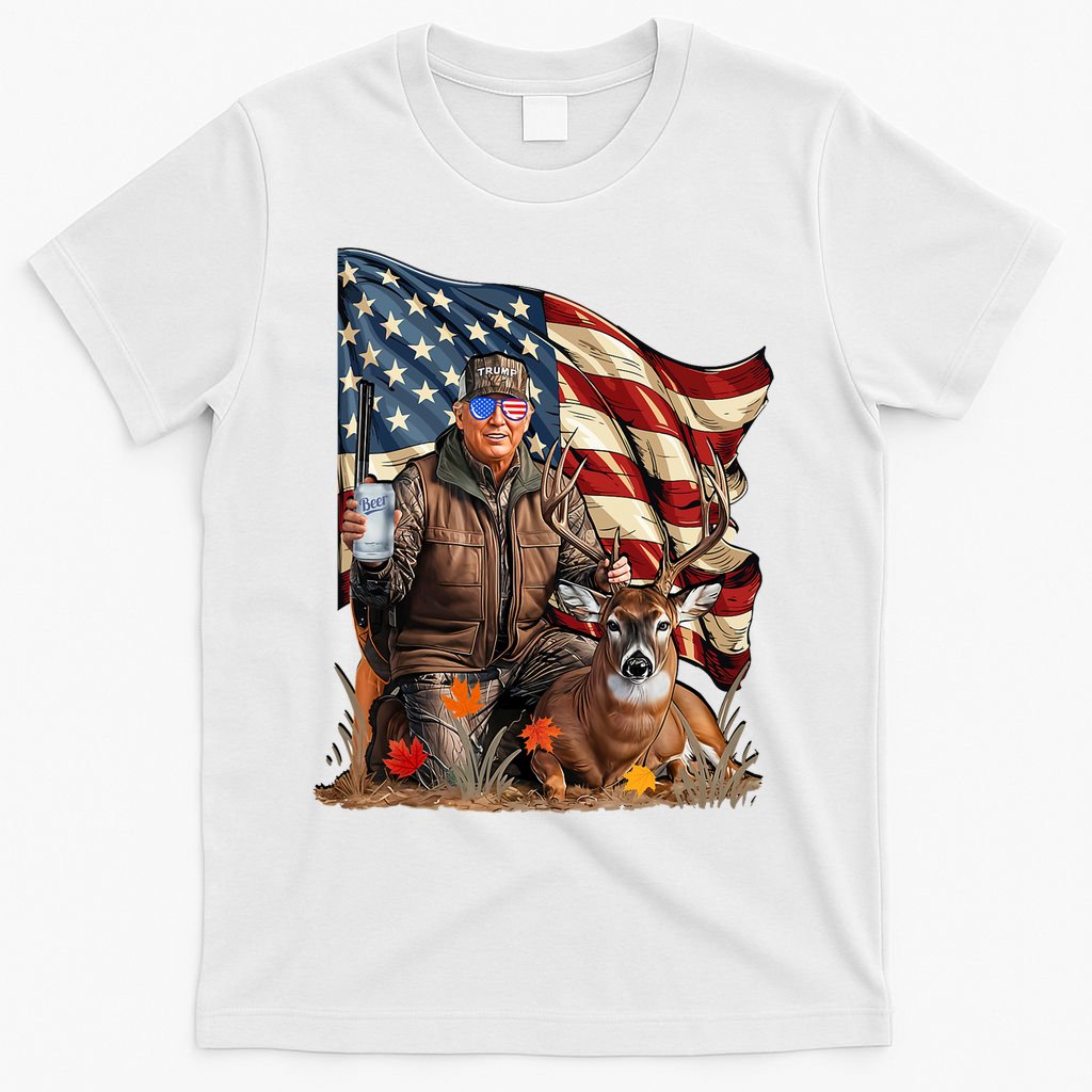 Donald Trump Maga Deer Hunting Parotic American Flag T-Shirt