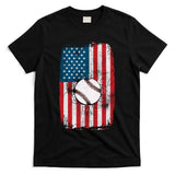 Distressed USA American Flag Baseball T-Shirt