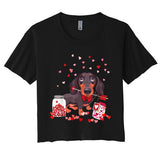 Dog Valentine Cute Dachshund ValentineS Day Women's Crop Top Tee
