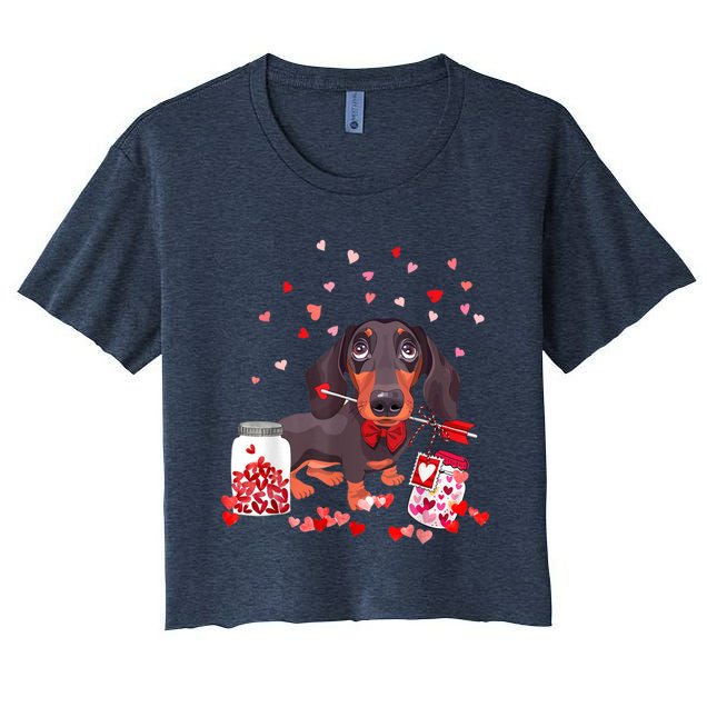 Dog Valentine Cute Dachshund ValentineS Day Women's Crop Top Tee