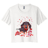 Dog Valentine Cute Dachshund ValentineS Day Women's Crop Top Tee