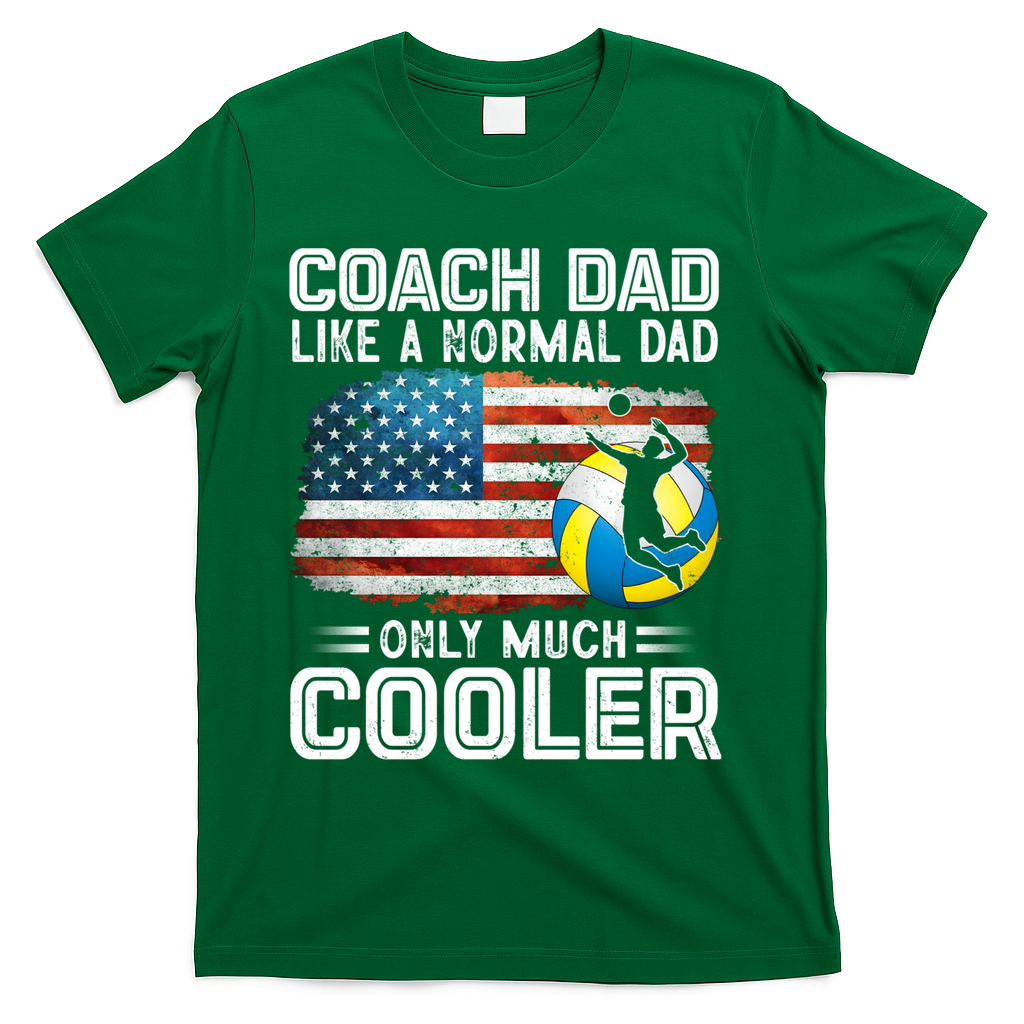 Volleyball Coach Dad Volleyball Players American Flag Gift T-Shirt