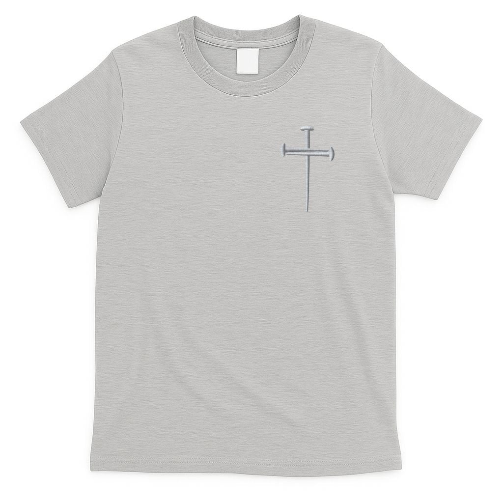 Embroidered 3 Nails Cross Jesus Christ Christian Faith In God Embroidered T-Shirt
