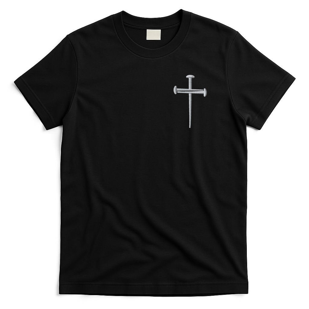 Embroidered 3 Nails Cross Jesus Christ Christian Faith In God Embroidered T-Shirt