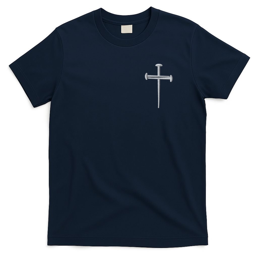 Embroidered 3 Nails Cross Jesus Christ Christian Faith In God Embroidered T-Shirt