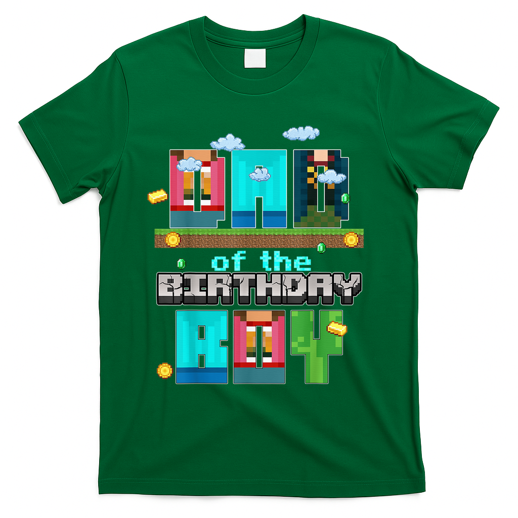 Dad Of The Birthday Boy Video Game Pixel T-Shirt