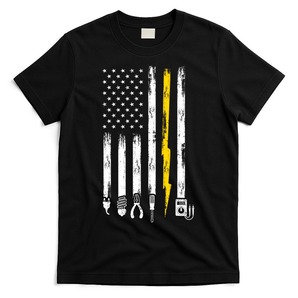 Electrician American Flag USA T-Shirt
