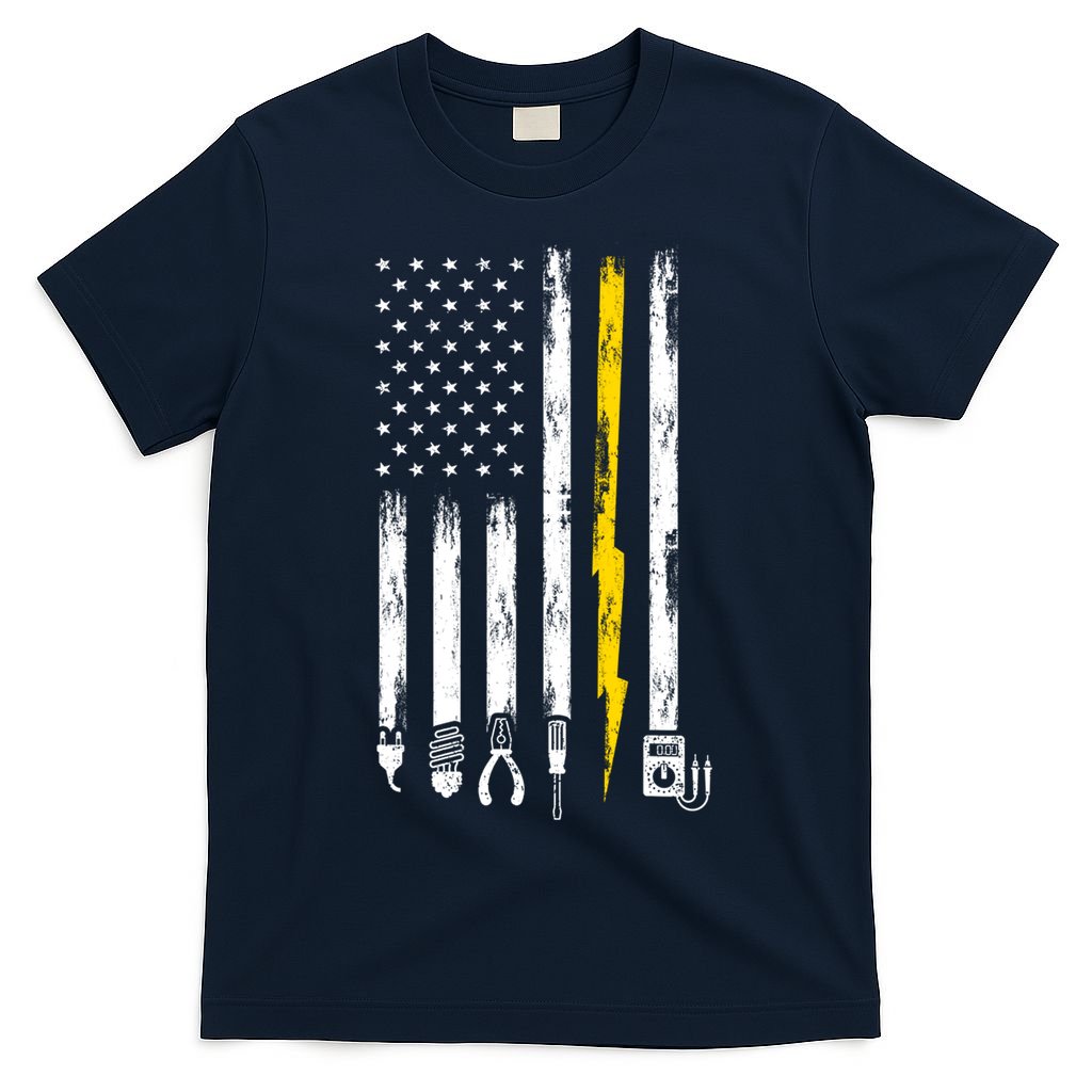 Electrician American Flag USA T-Shirt