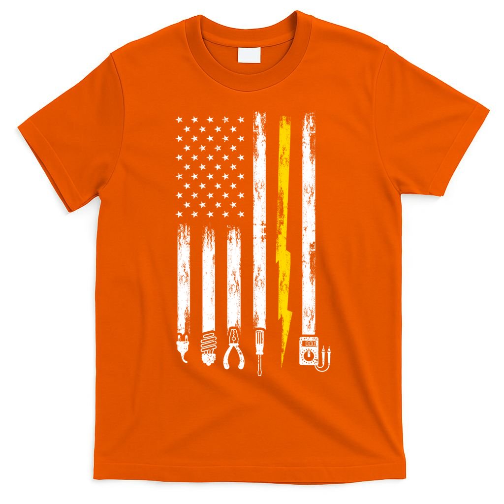 Electrician American Flag USA T-Shirt