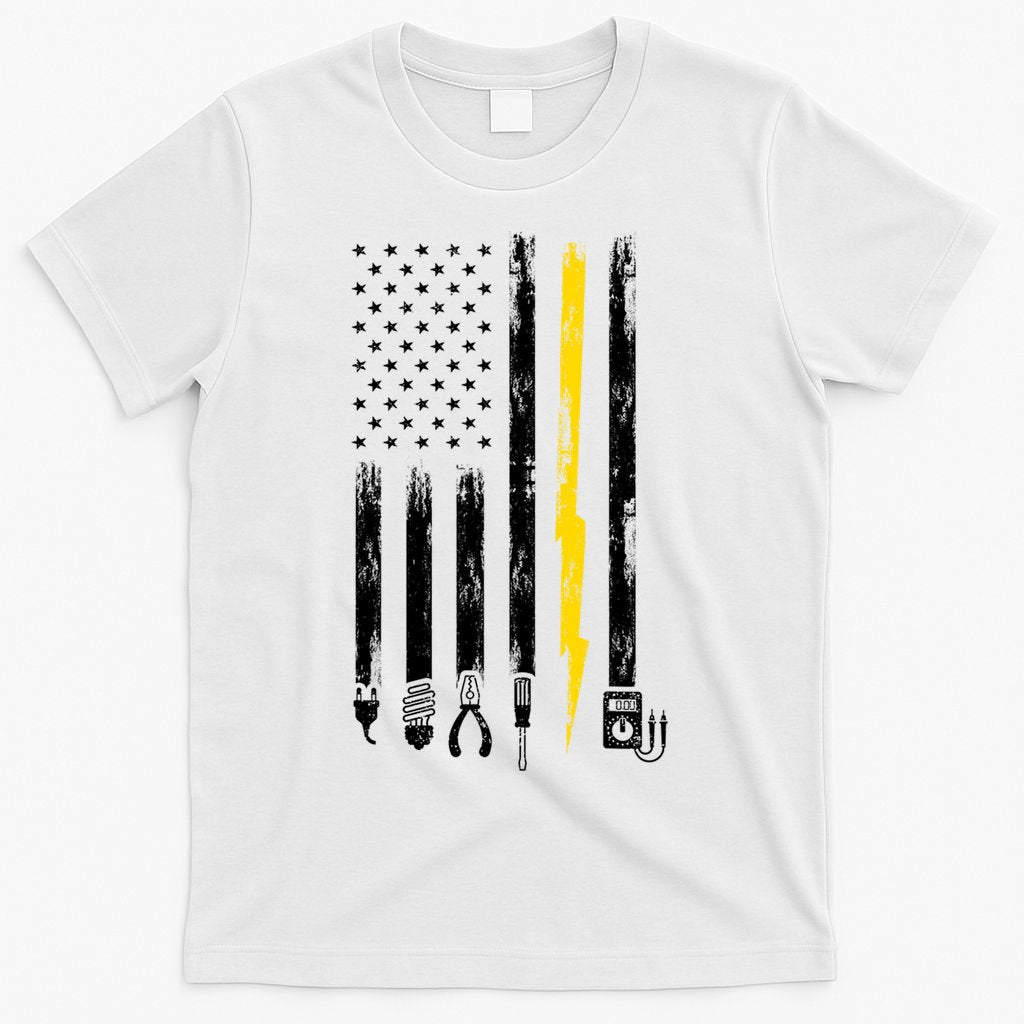 Electrician American Flag USA T-Shirt