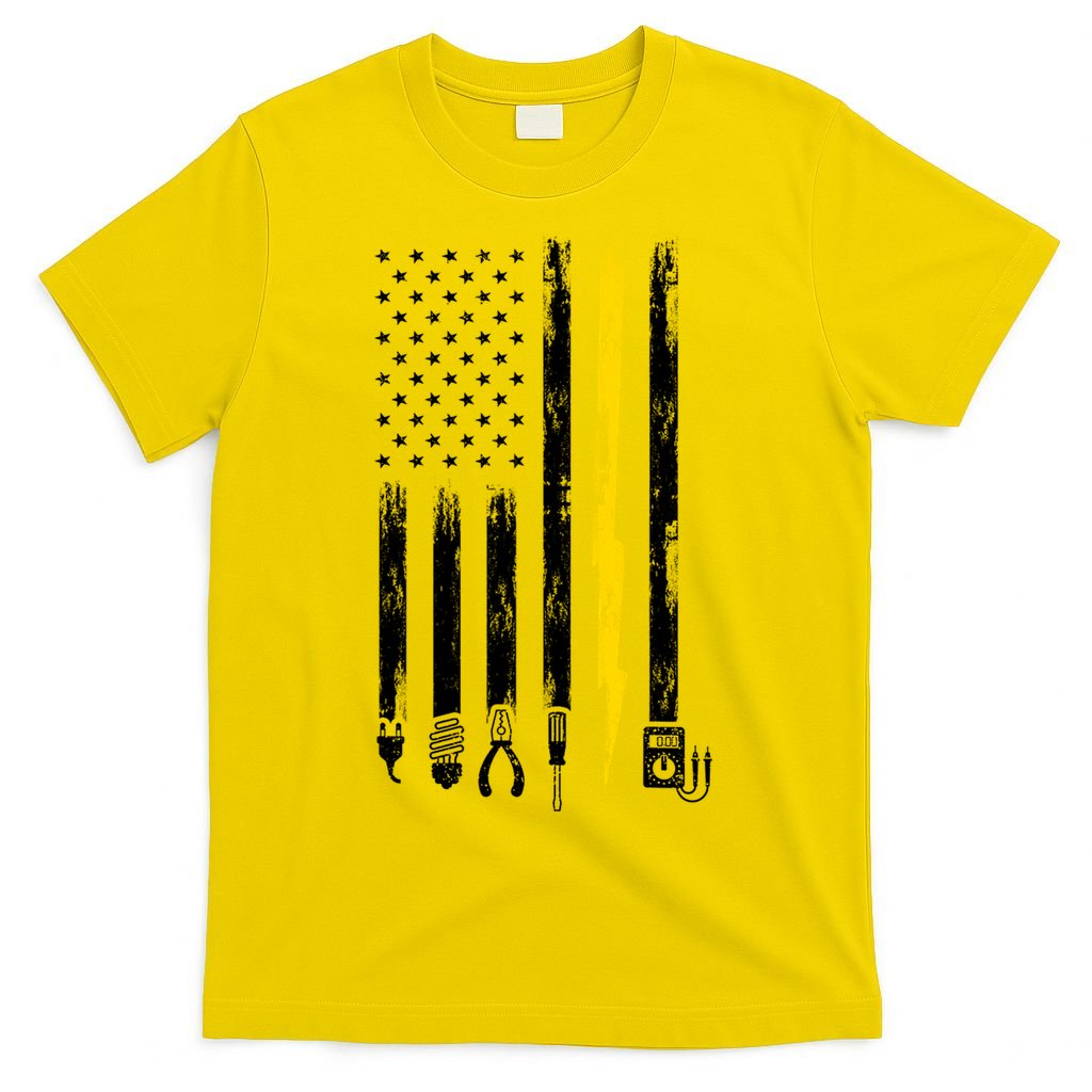 Electrician American Flag USA T-Shirt