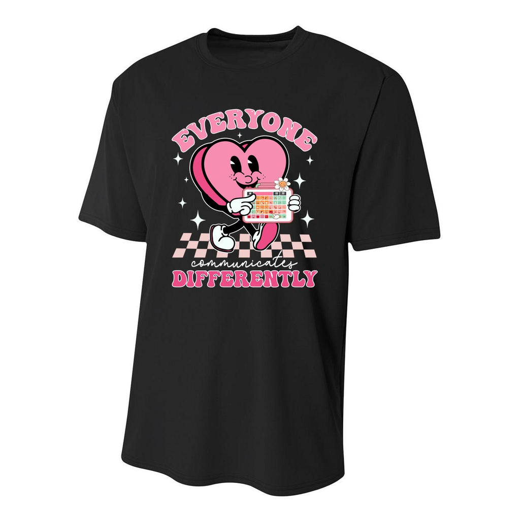 Everyone Communicates Differently Autism Valentines Day Funny Gift Youth Performance Sprint T-Shirt