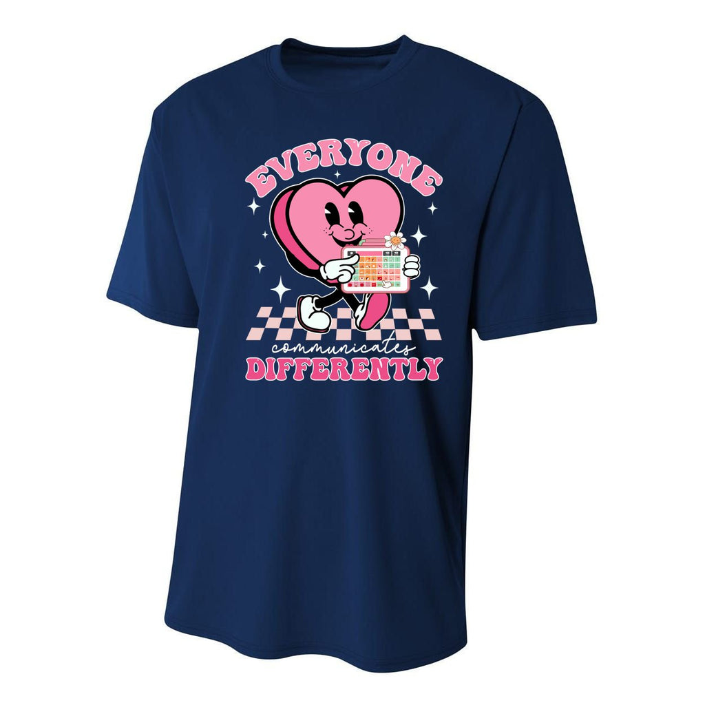 Everyone Communicates Differently Autism Valentines Day Funny Gift Youth Performance Sprint T-Shirt