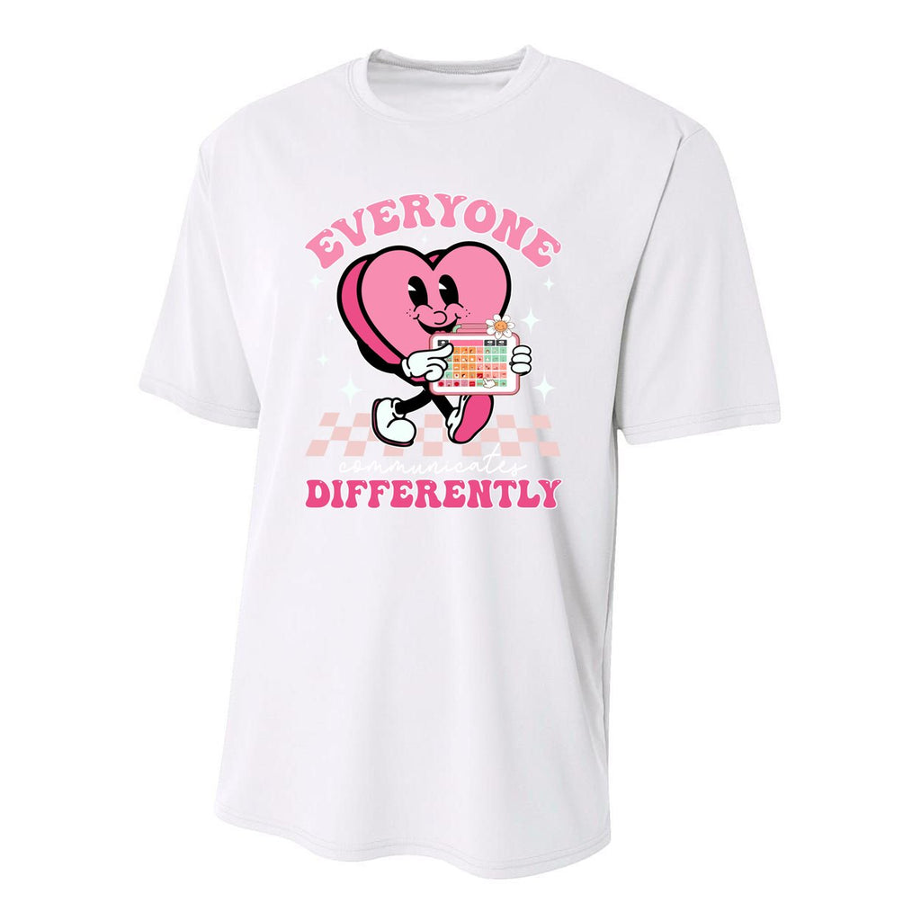 Everyone Communicates Differently Autism Valentines Day Funny Gift Youth Performance Sprint T-Shirt