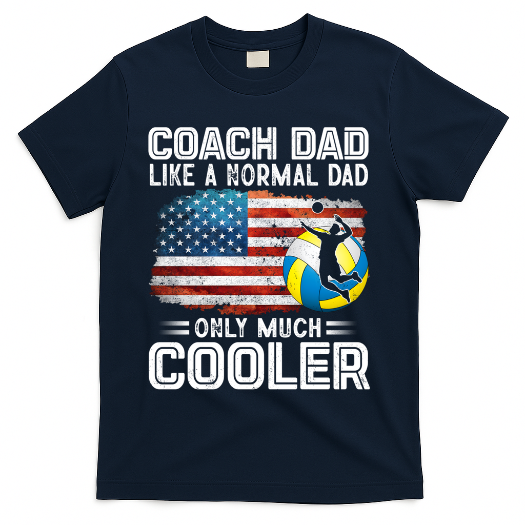 Volleyball Coach Dad Volleyball Players American Flag Gift T-Shirt