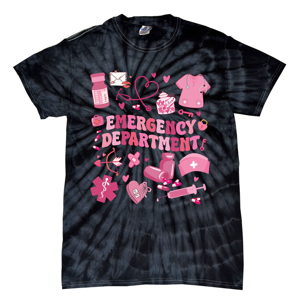 Emergency Department Valentine Funny Er Nurse Tie-Dye T-Shirt