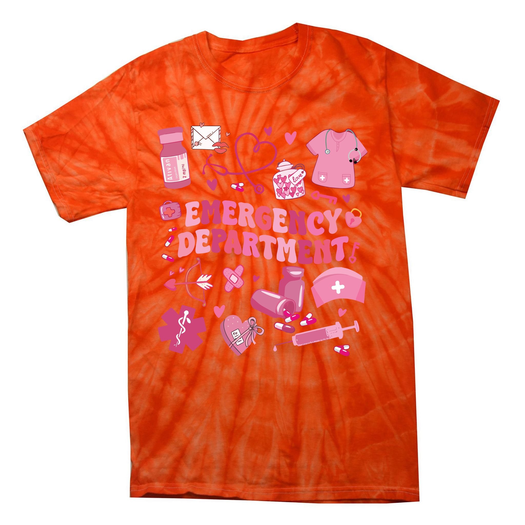 Emergency Department Valentine Funny Er Nurse Tie-Dye T-Shirt